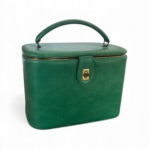 Celebrity NY Cosmetic Overnight Train Suitcase Green, Vintage 1960s